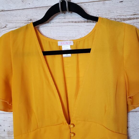 Flowy Fairy Tunic Agaci Mustard Vest Shirt Dress High Low Hem Boho Womens Small - Picture 5 of 10